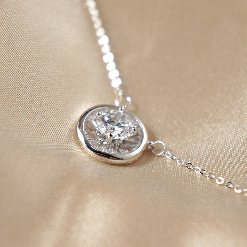 Zircon Necklace, Circle Necklace, Choker Necklace