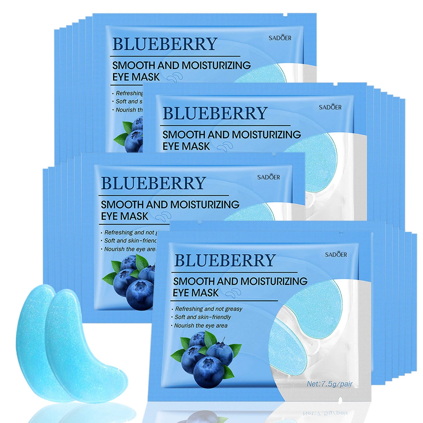 Ruzzut Under Eye Patches- 28 Pairs Blueberry Collagen Eye Mask Eye Patches for Reducing Puffy Eyes and Dark Circles Anti Aging Gel Eye Pads Under Eye Mask Blue