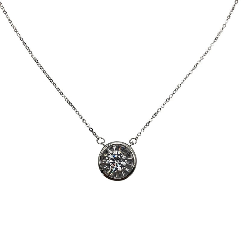 Zircon Necklace, Circle Necklace, Choker Necklace