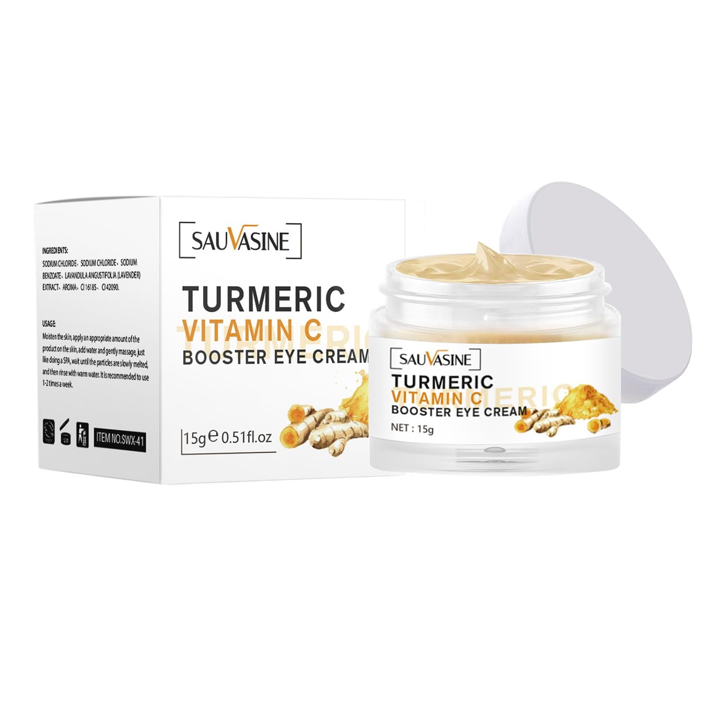 Turmeric + Vitamin C Eye Cream Turmeric Under Eye Cream for Dark Circles and Puffiness Anti Aging Cream Correction for Puffy Eye Bags Fine Lines Dark Circles Wrinkles Eye Firming Even Skin Tone