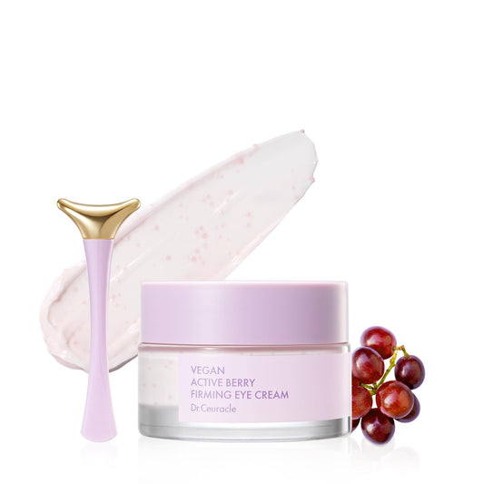 Dr.Ceuracle Vegan Active Berry Firming Eye Cream with Applicator (32g / 1.12 oz.) - Hydrating Resveratrol Eye Treatment for Dark Circles and Puffiness