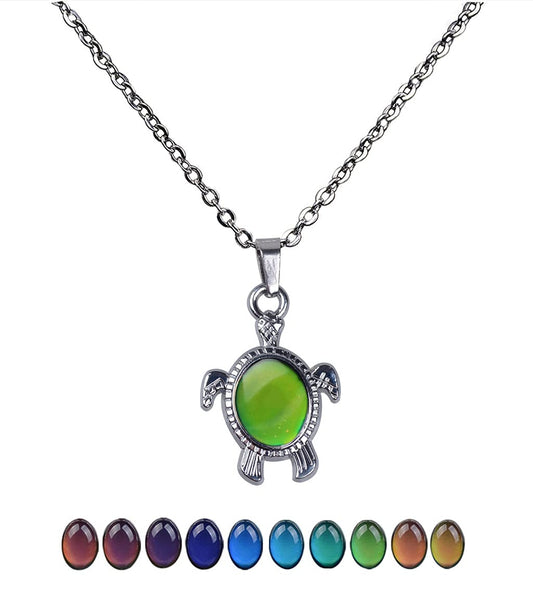 Temperature Sensing Color Changing Pendant Necklace Turtle Mood Necklace Gift (Turtle)