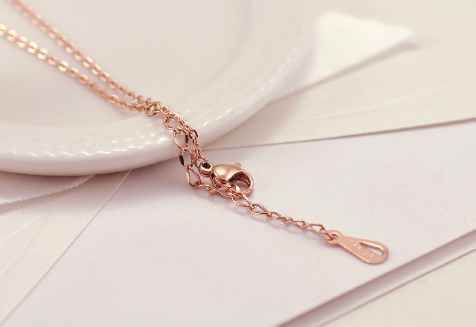 Totoro Necklace, Wealth Necklace, Rose Gold Titanium Steel
